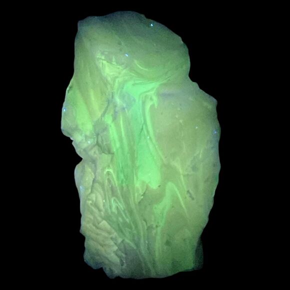 Cobalt Blue Swirl Milk Glass Art Glass Cullet Glowing Manganese Slag #4GX257 - Picture 1 of 9